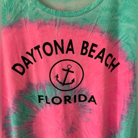 Vintage Retro Tie Dye Daytona Beach Sleeveless Fringe Swim Coverup Size XL - Picture 2 of 8